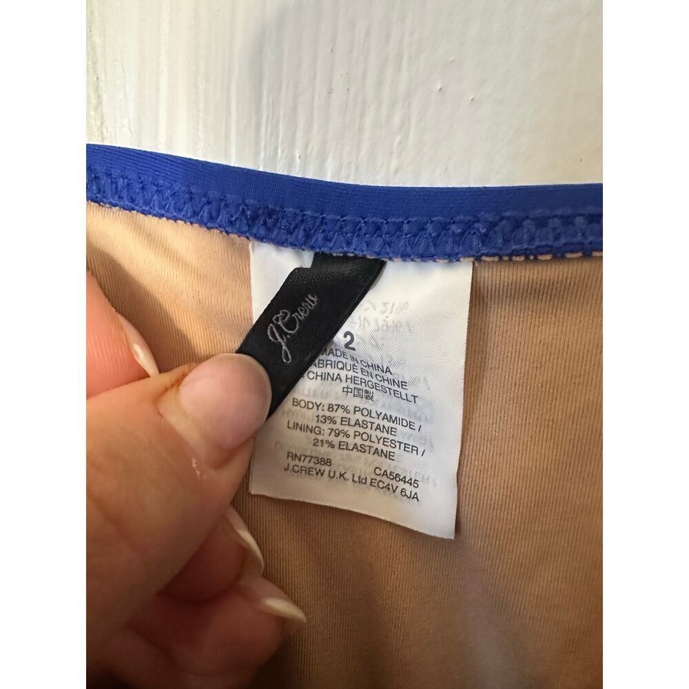 J.Crew Royal Blue V-Neck Ruched One Piece Swimsuit 2 Vacation Coastal Nantucket - Picture 3 of 5